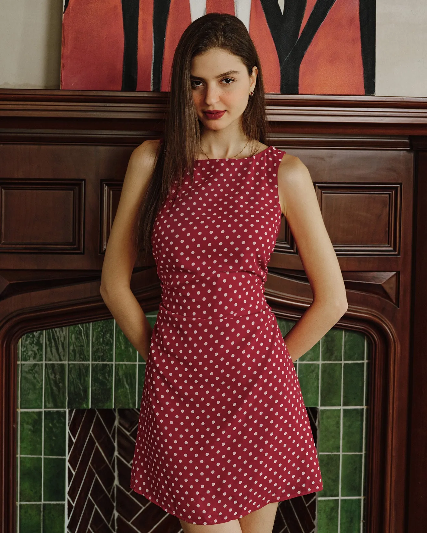 Red Polka Dot Tunic Mini Dress sold by rihoas