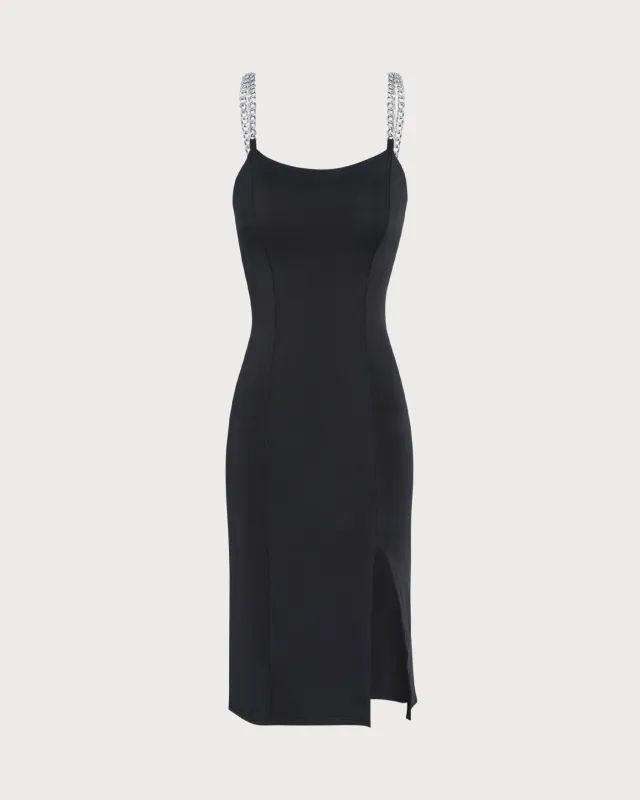 Black Slip Midi Dress sold by rihoas