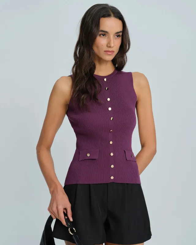 Purple Sleeveless Viscose Tank Top made by rihoas