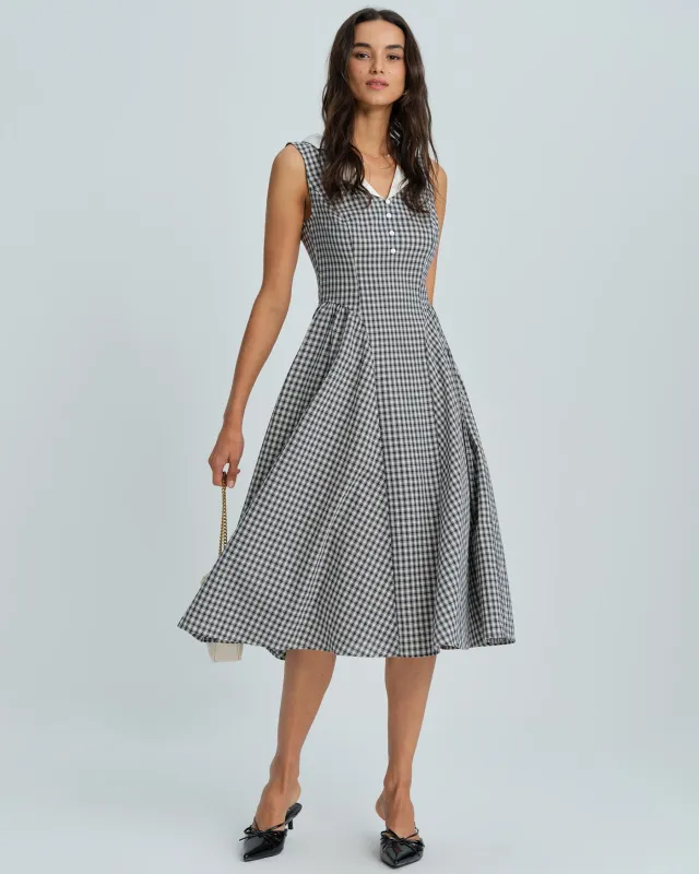 Blue Plaid Cotton Midi Dress sold by rihoas