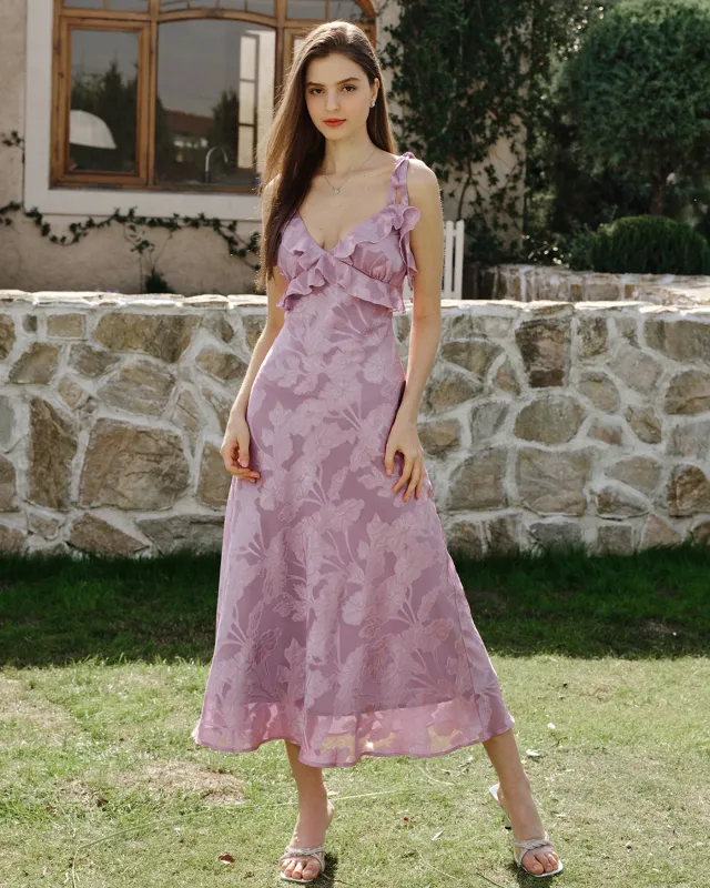 Purple Jacquard Slip Maxi Dress sold by rihoas