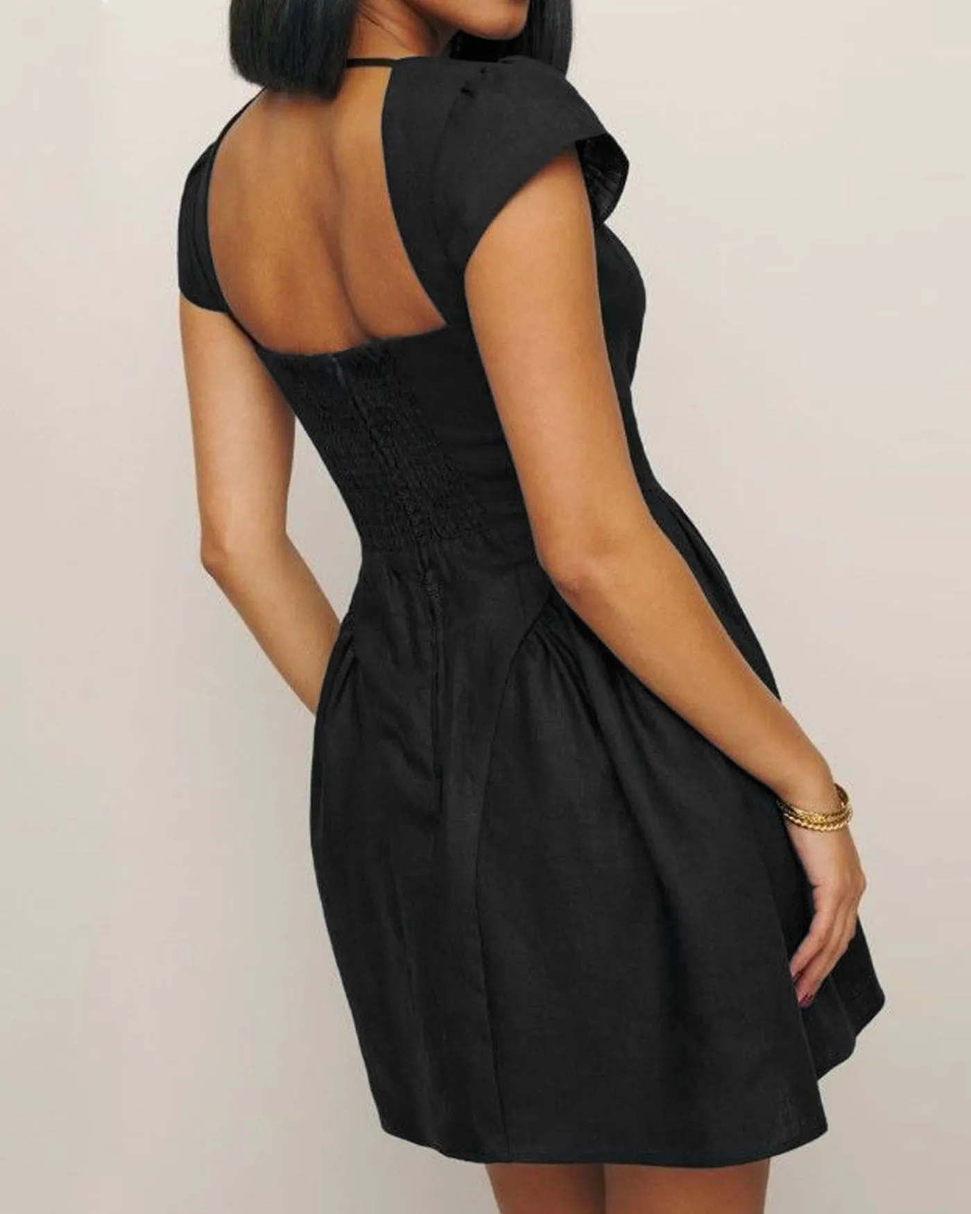 Black Square Neck Mini Dress sold by rihoas product image thumbnail 2