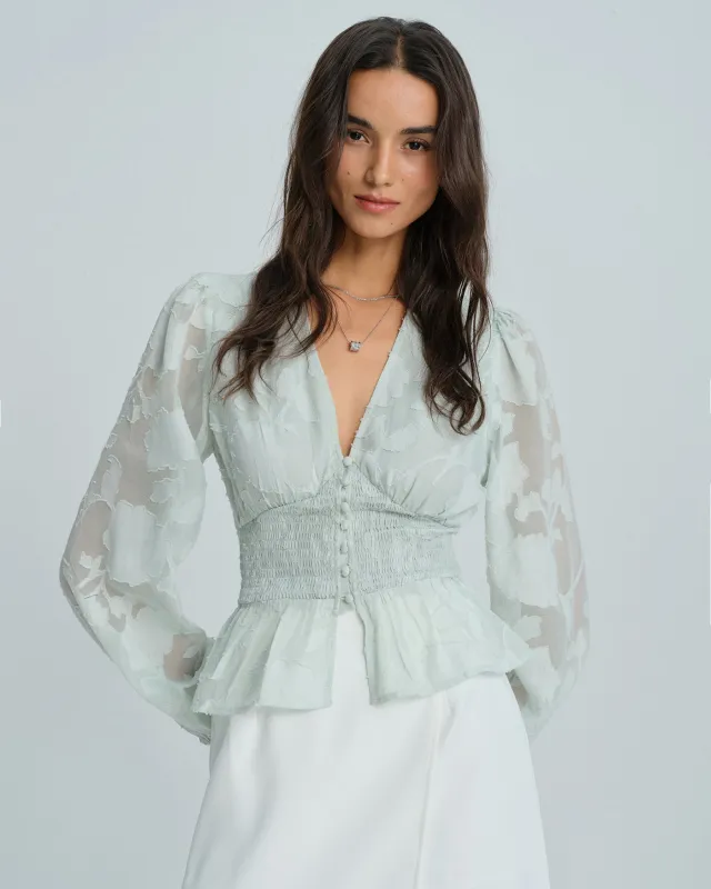 Green V Neck Floral Shirt sold by rihoas