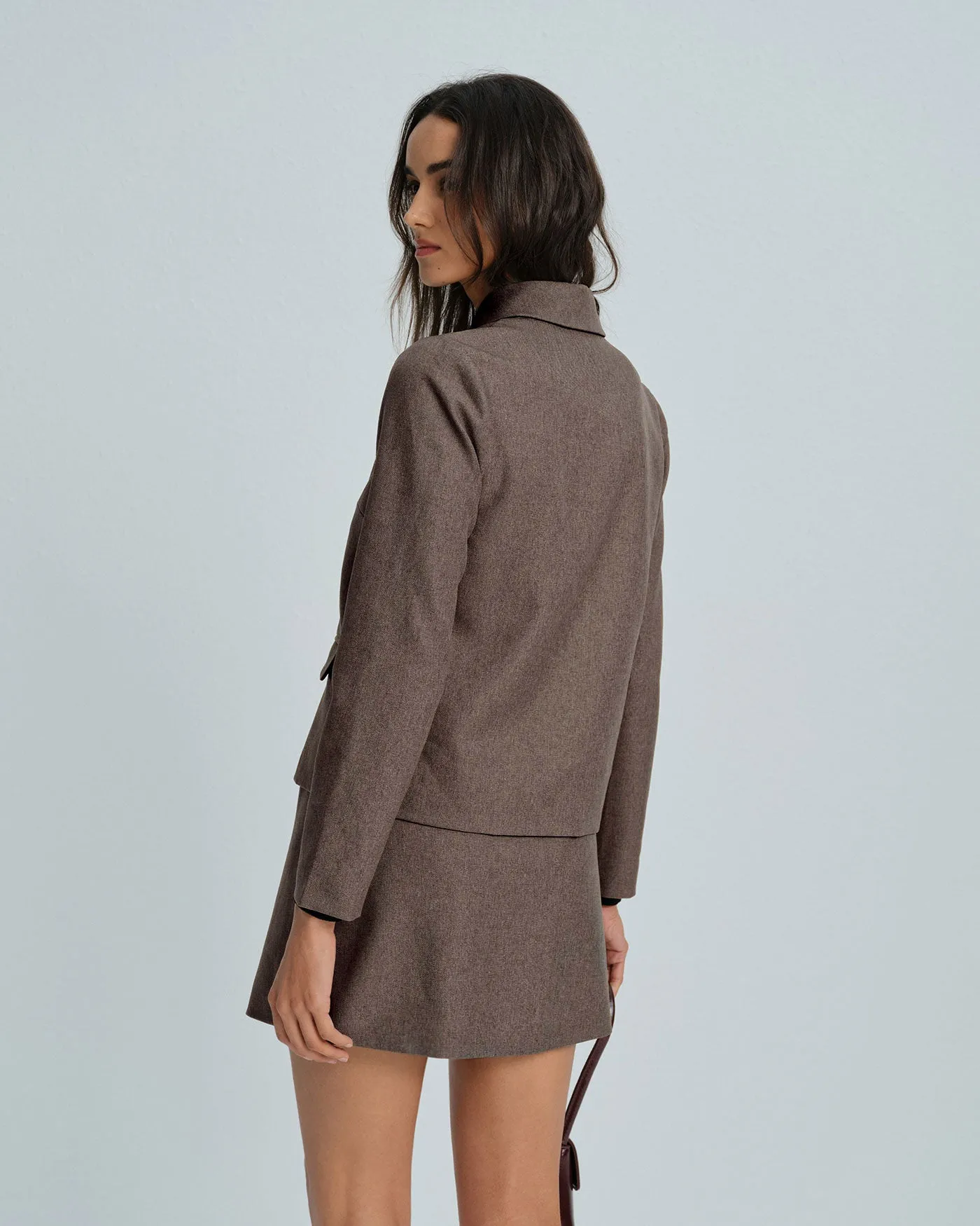 Brown Single Breasted Solid Jacket sold by rihoas product image thumbnail 3