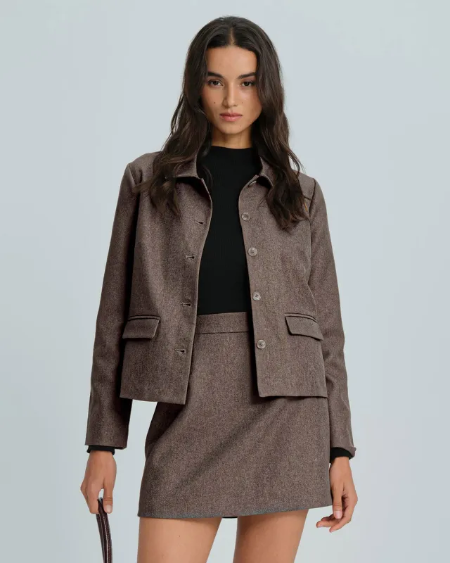 Brown Single Breasted Solid Jacket sold by rihoas