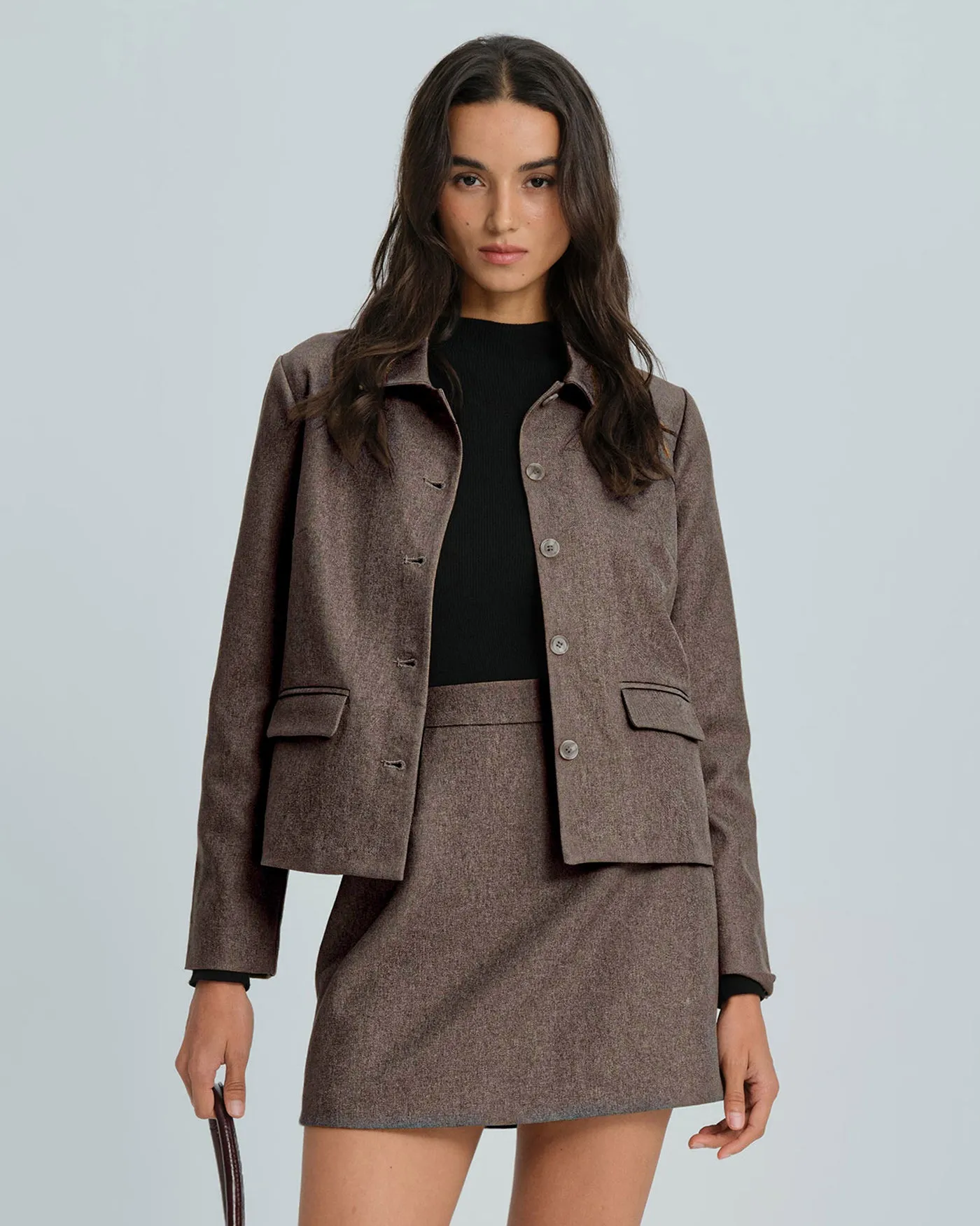 Brown Single Breasted Solid Jacket sold by rihoas