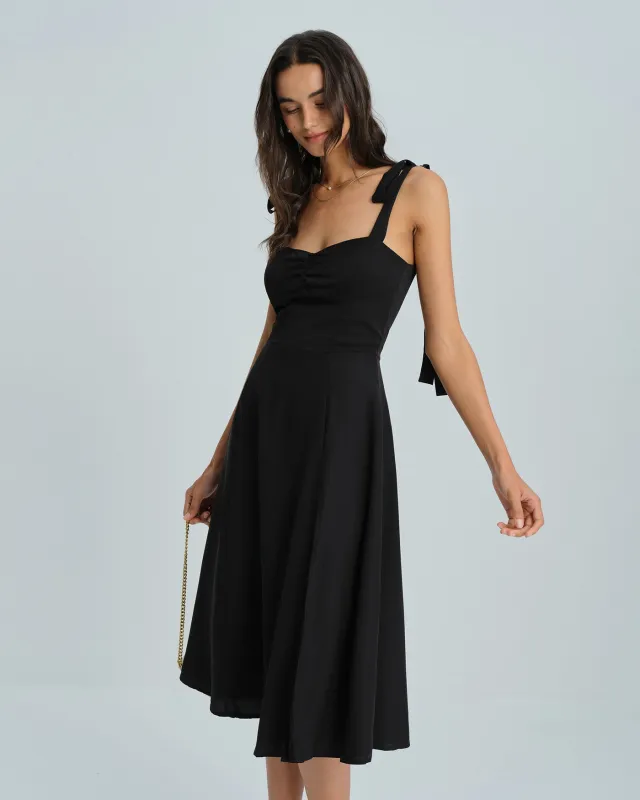 Black Sleeveless Slip Midi Dress sold by rihoas