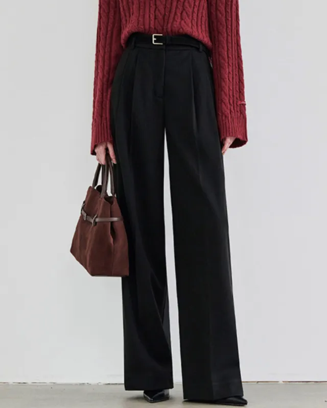 Black Natural Waisted Straight Casual Pants sold by rihoas