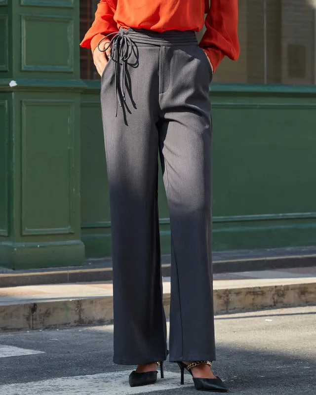 Grey Natural Waisted Casual Straight Pants sold by rihoas