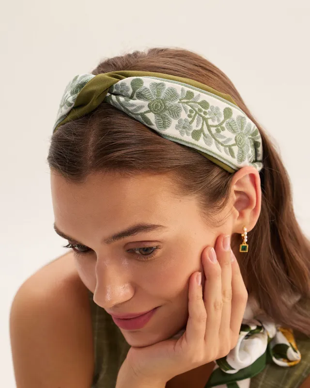 Green Women Floral Headband sold by rihoas