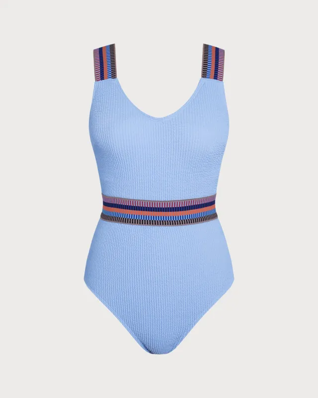 Sky Blue One Piece Swimsuit sold by rihoas