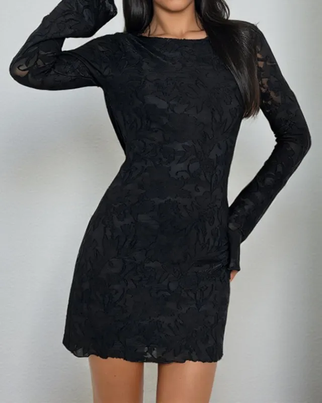Black Textured Mini Dress sold by rihoas