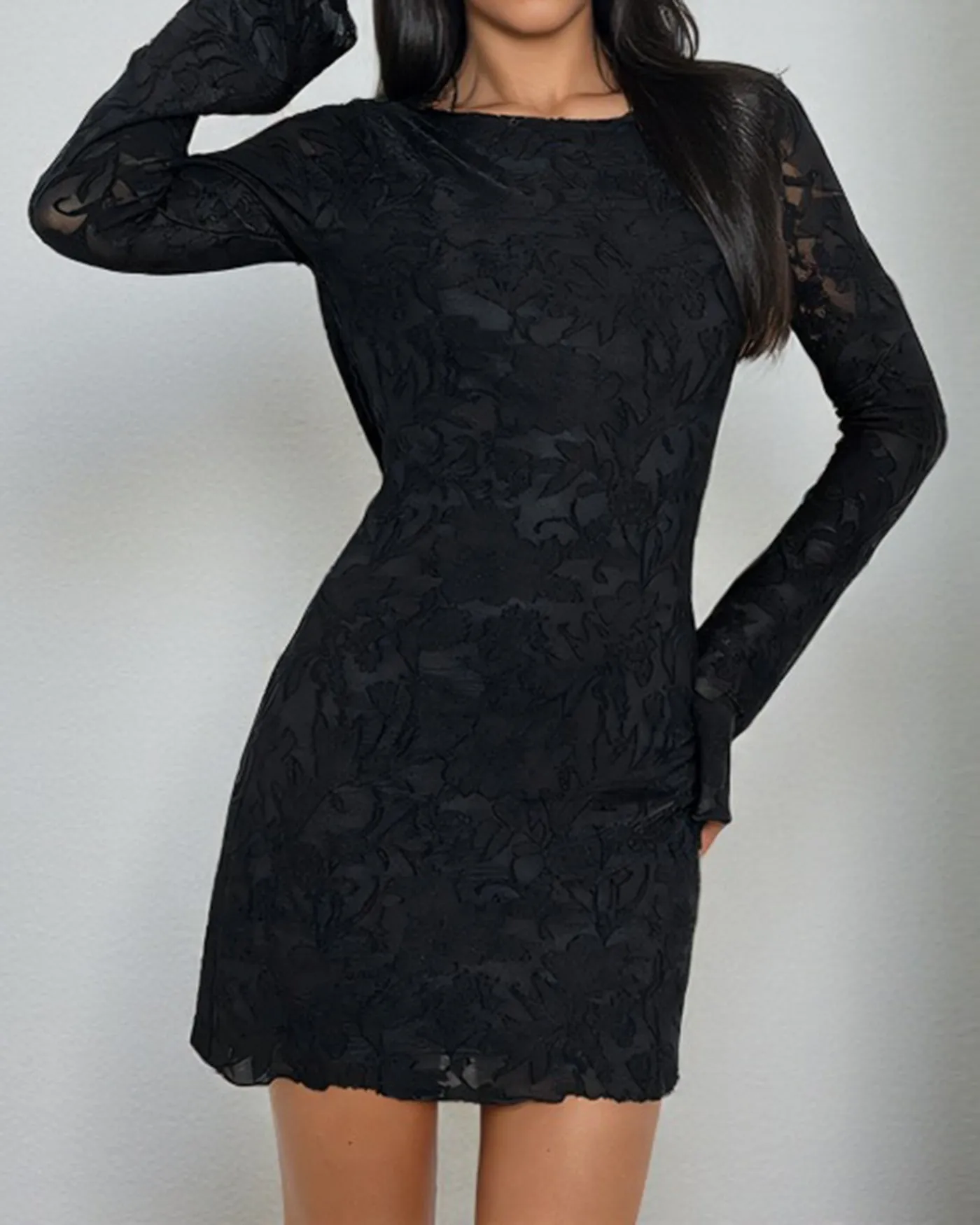 Black Textured Mini Dress sold by rihoas