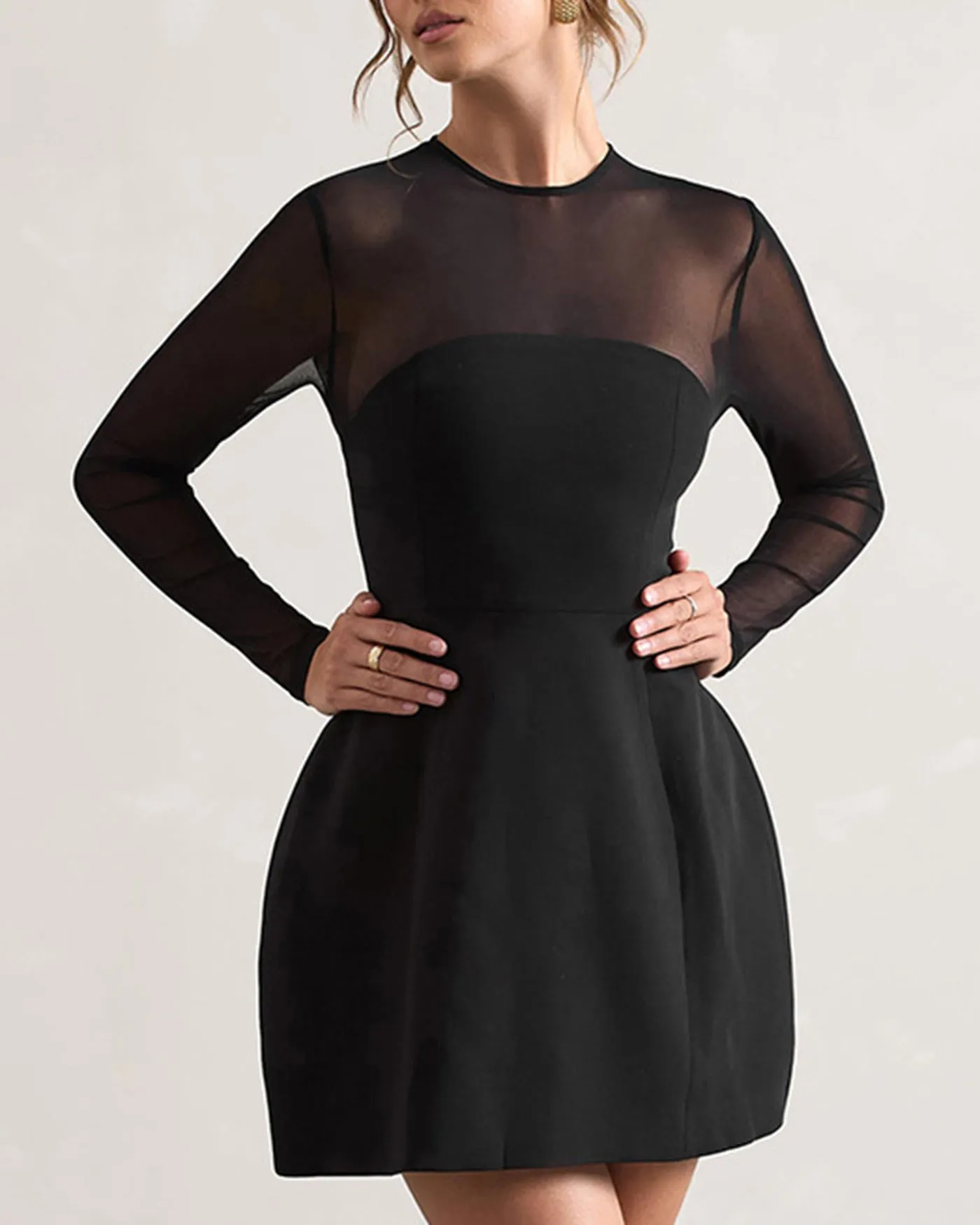 Black See Through Tunic Mini Dress sold by rihoas product image thumbnail 4