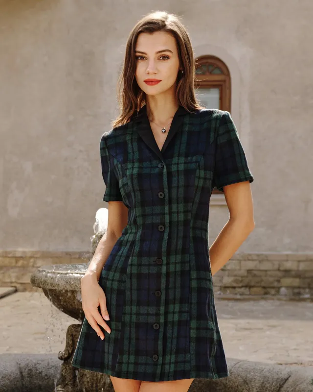 Green Plaid Collar Mini Dress sold by rihoas