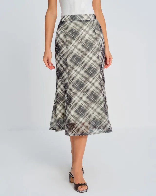 Plaid Mermaid Midi Skirt sold by rihoas