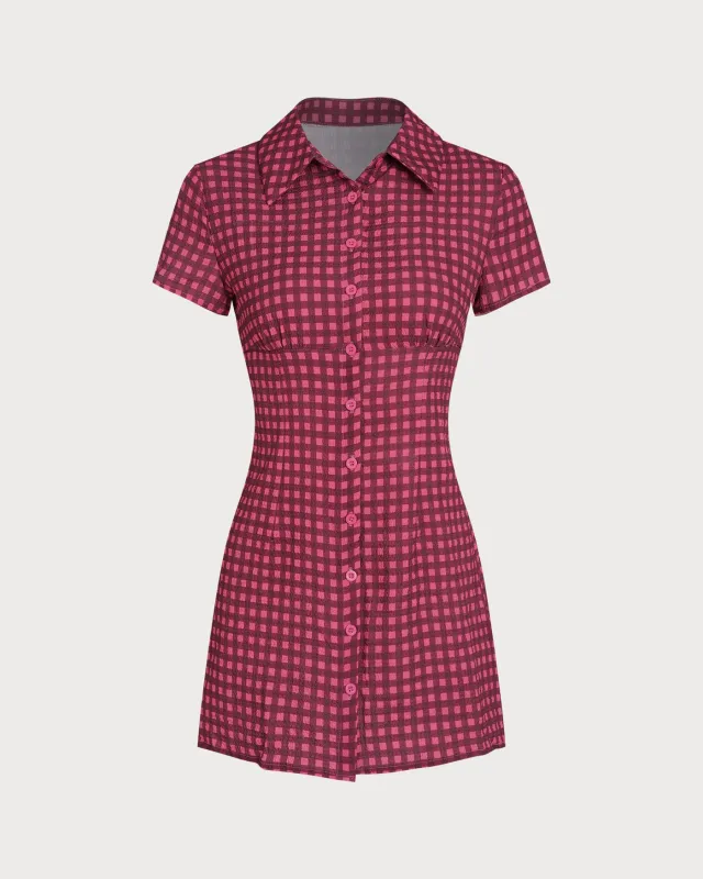 Red Plaid Collar Mini Dress sold by rihoas