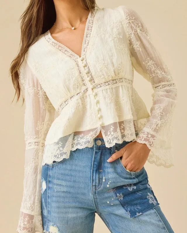 Apricot Floral V Neck Shirt sold by rihoas