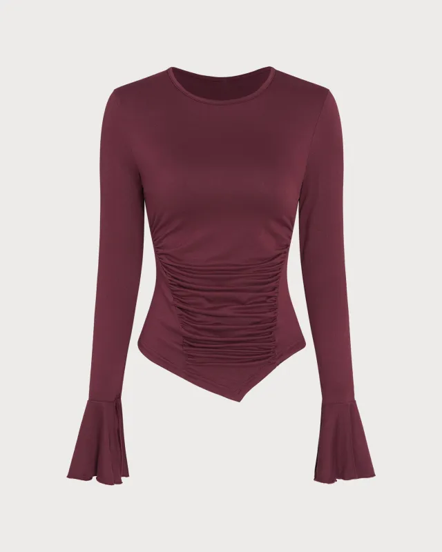 Wine Red Pleated Tee sold by rihoas