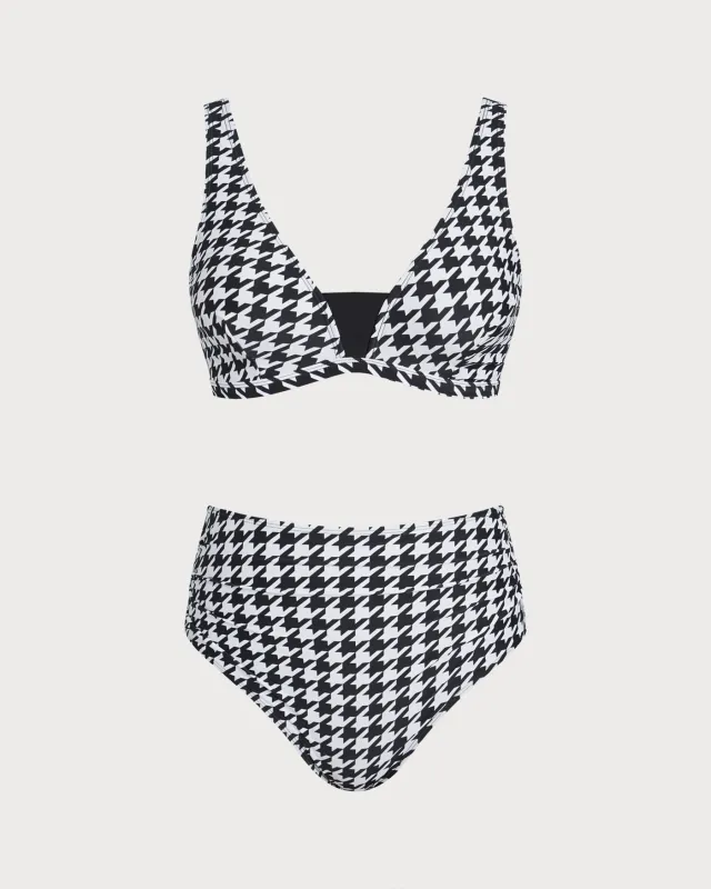 Plaid Black Geometric Bikini Set sold by rihoas
