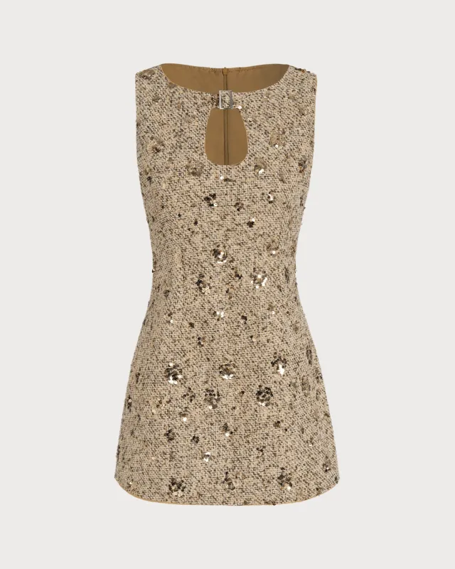 Beige Sequins Tunic Mini Dress sold by rihoas