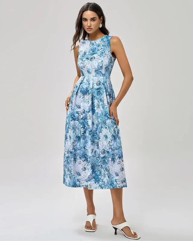 Blue Floral Tunic Midi Dress sold by rihoas