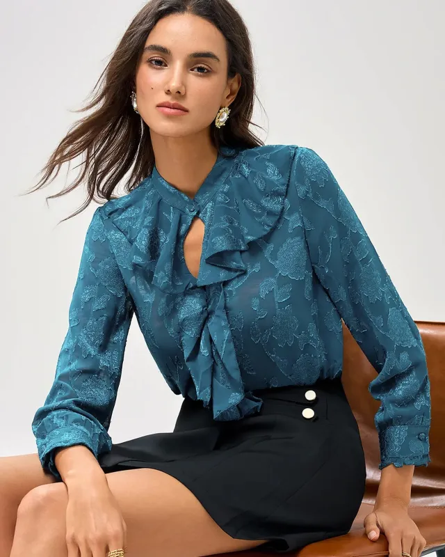 Blue Jacquard Collar Shirt sold by rihoas