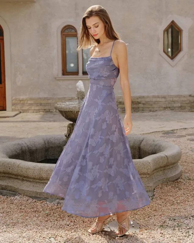 Blue Jacquard Slip Maxi Dress sold by rihoas