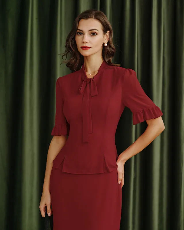 Red Puffed Sleeve Blouse made by rihoas