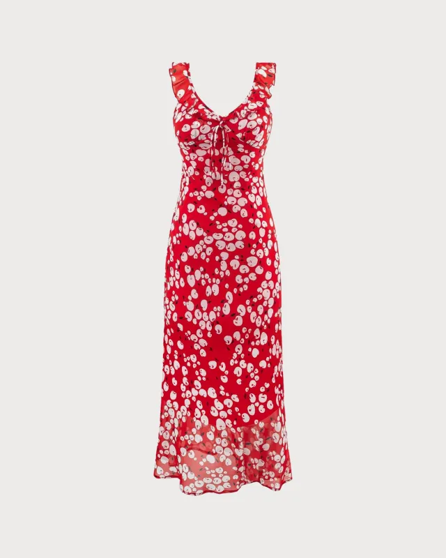 Red Floral Sleeveless Maxi Dress sold by rihoas