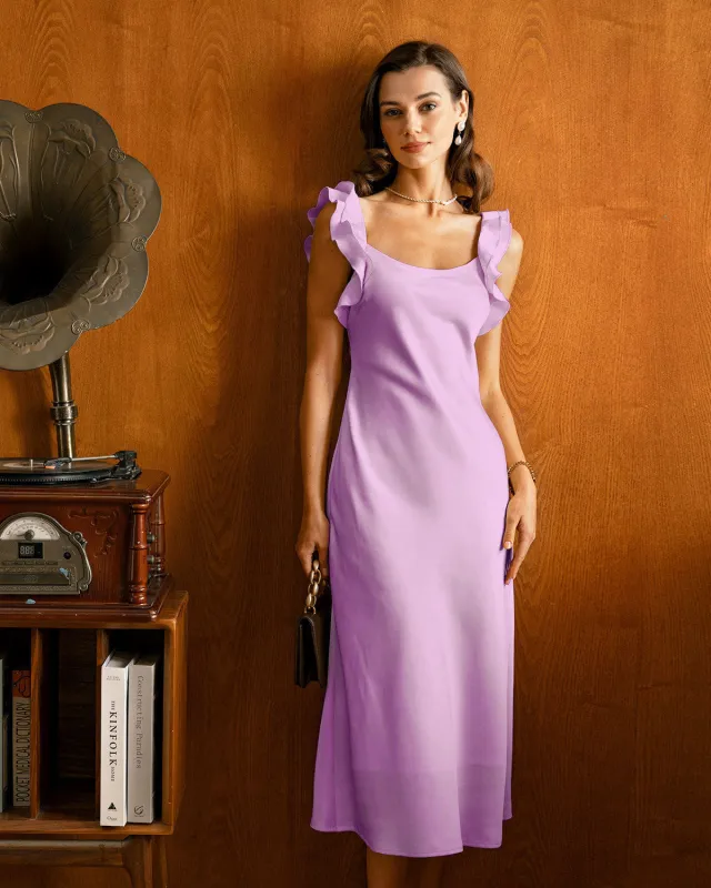 Purple Ruffle Slip Midi Dress made by rihoas