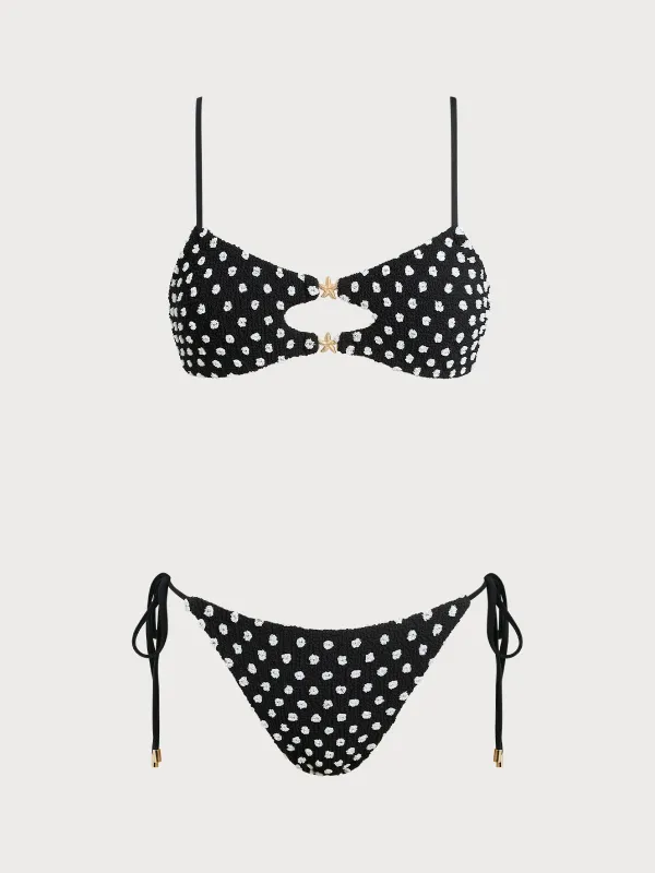 Black Polka Dot Bikini Set sold by rihoas