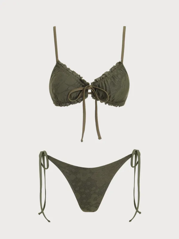 Army Green Jacquard Bikini Set sold by rihoas