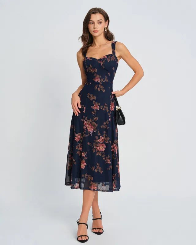 Blue Floral Slip Midi Dress sold by rihoas