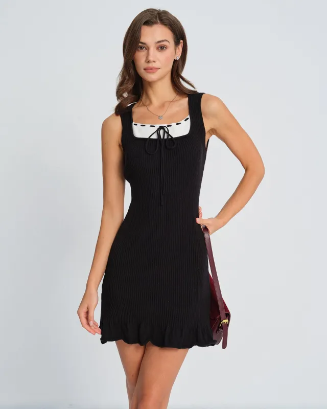 Black Contrasting Sweater Dress made by rihoas