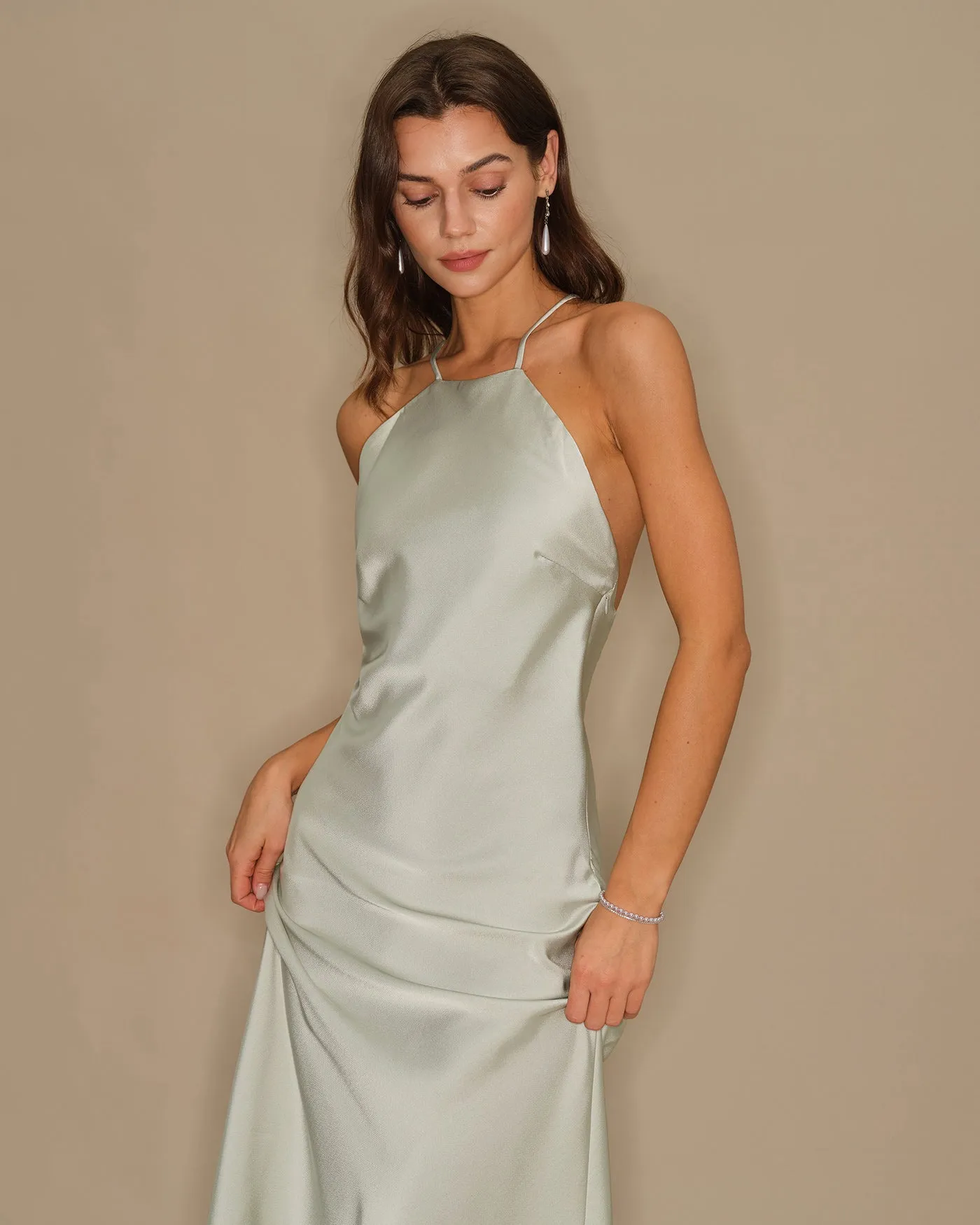 Light Green Slip Maxi Dress sold by rihoas product image thumbnail 2