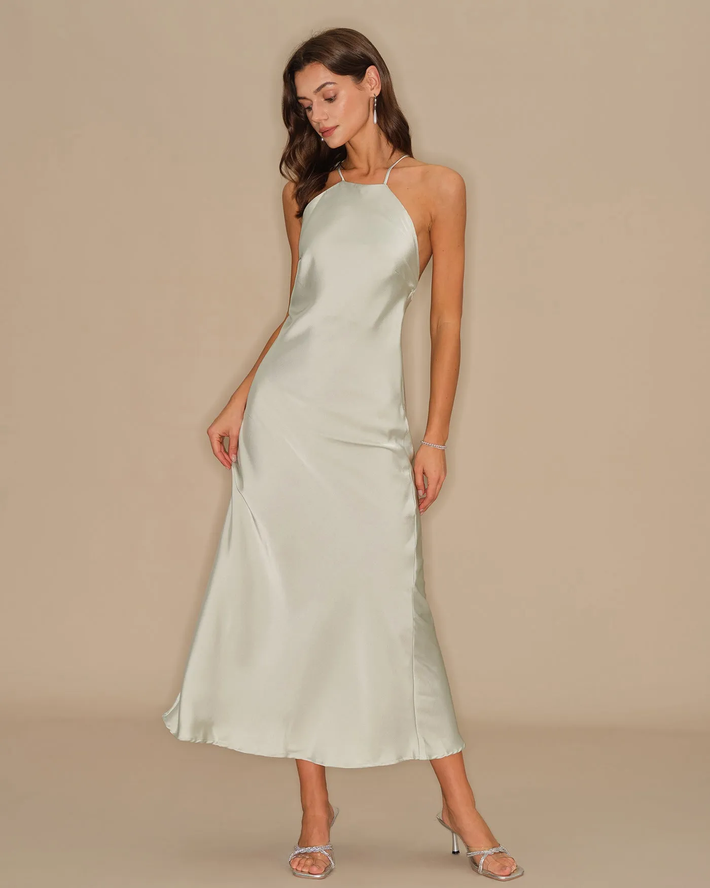 Light Green Slip Maxi Dress sold by rihoas product image thumbnail 4
