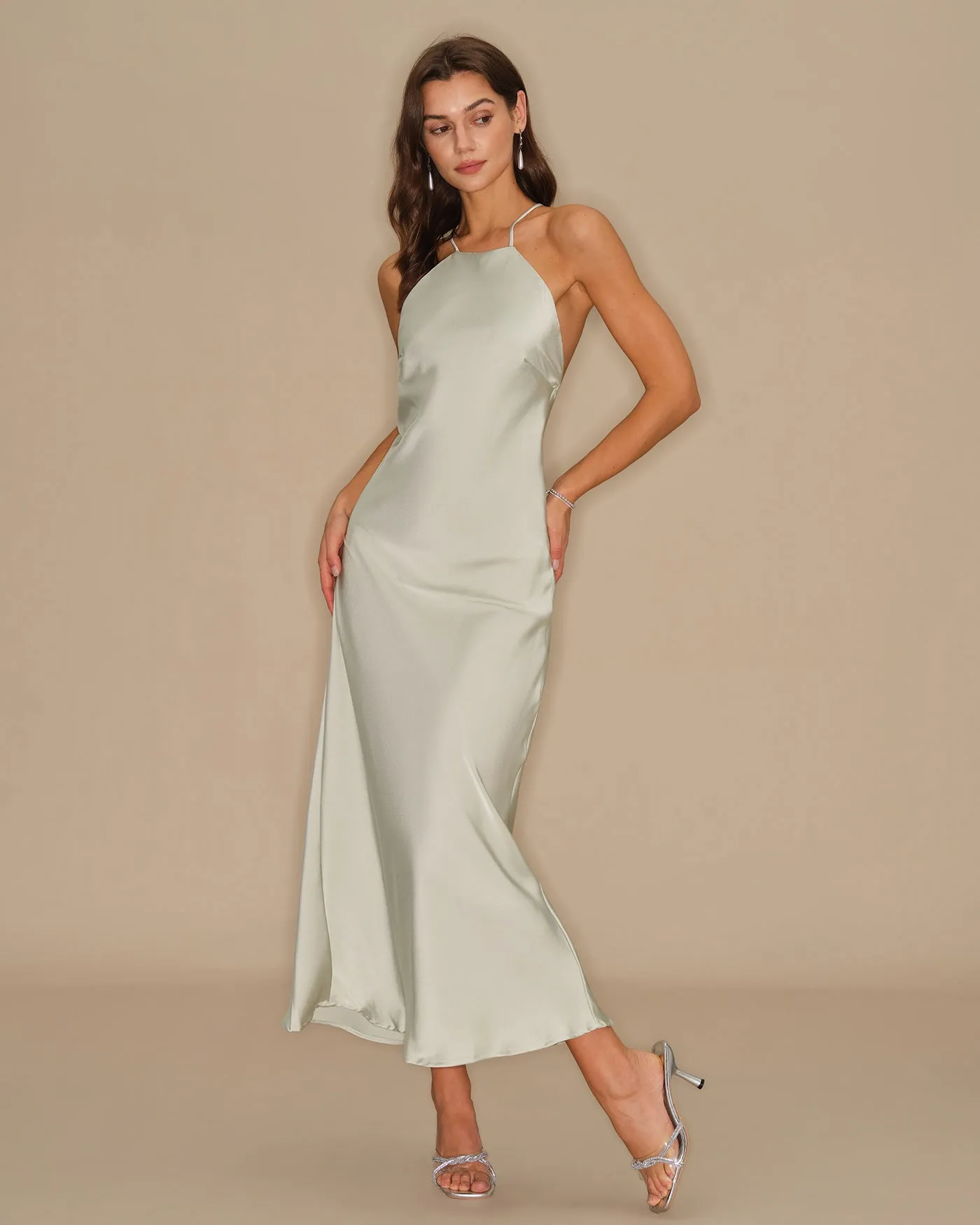 Light Green Slip Maxi Dress sold by rihoas product image thumbnail 5