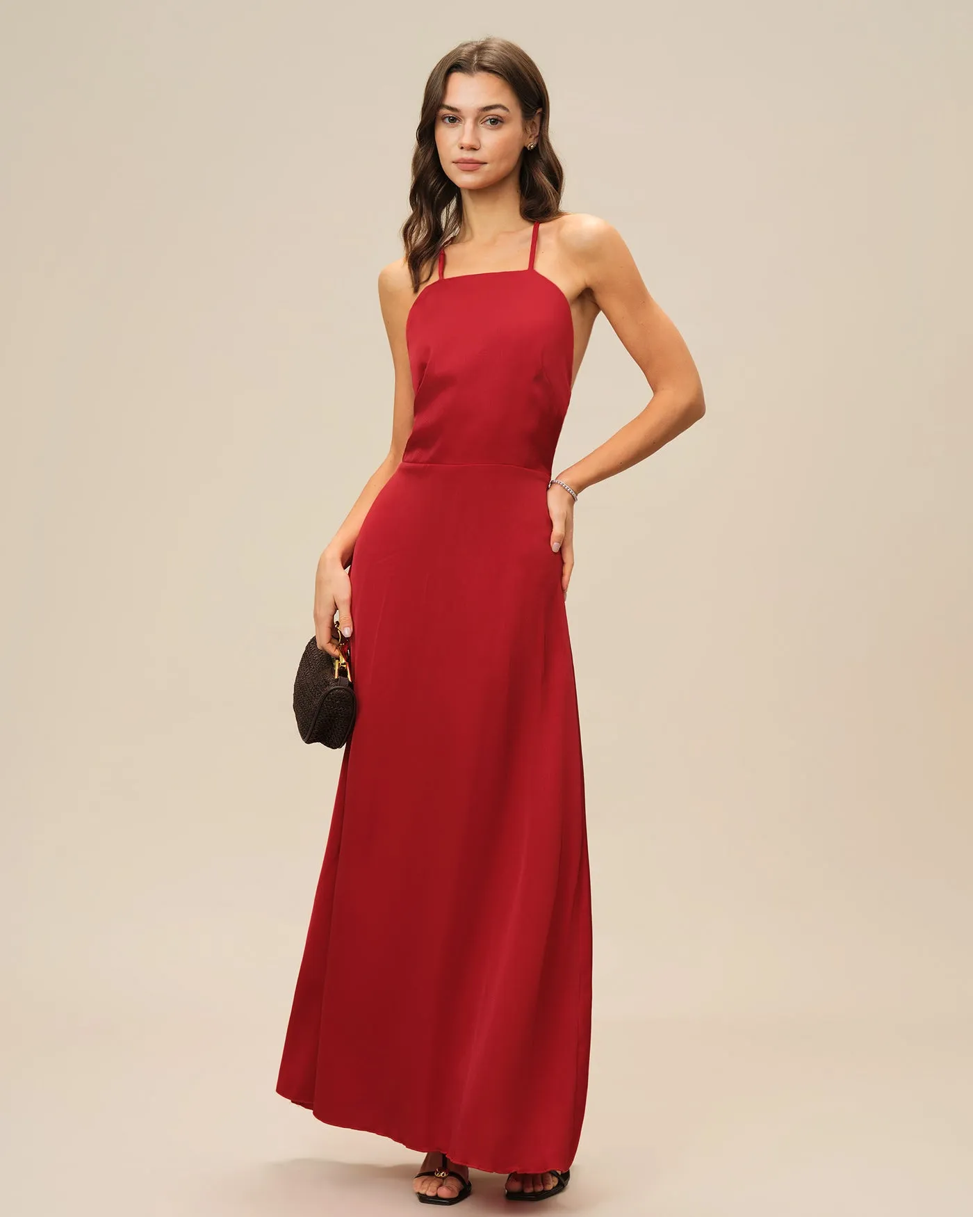 Red X Cross Slip Maxi Dress sold by rihoas