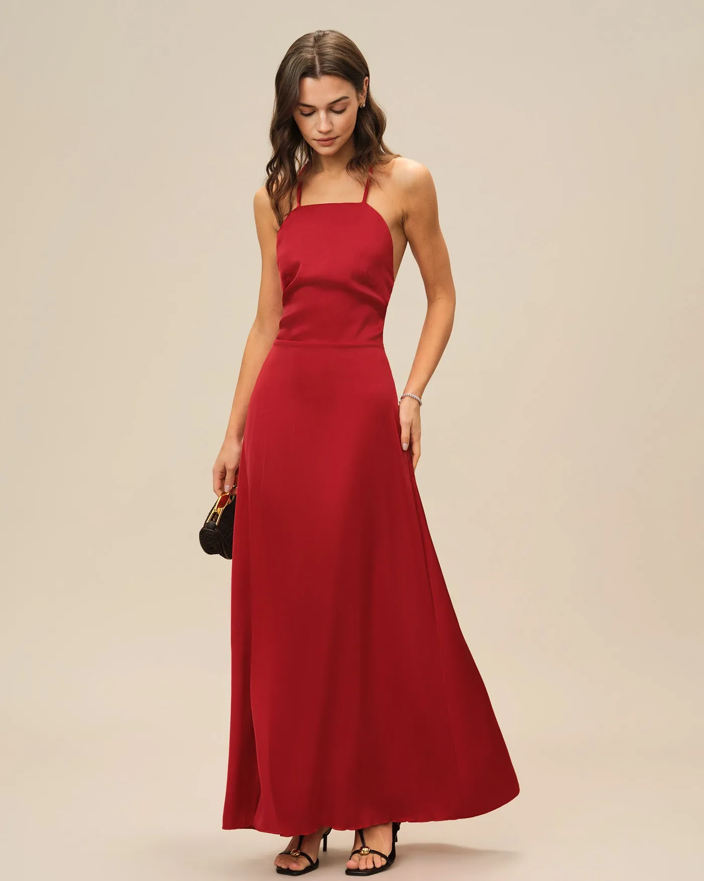 Red X Cross Slip Maxi Dress sold by rihoas product image thumbnail 5