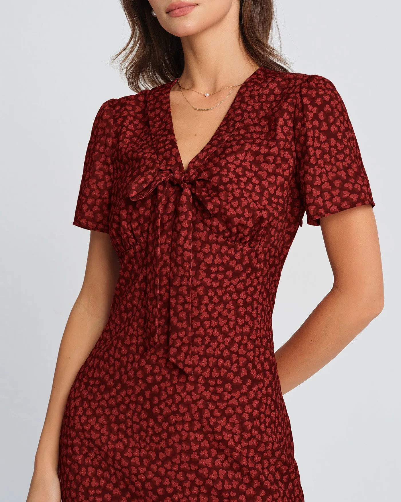 Red Floral Mermaid Midi Dress sold by rihoas product image thumbnail 2