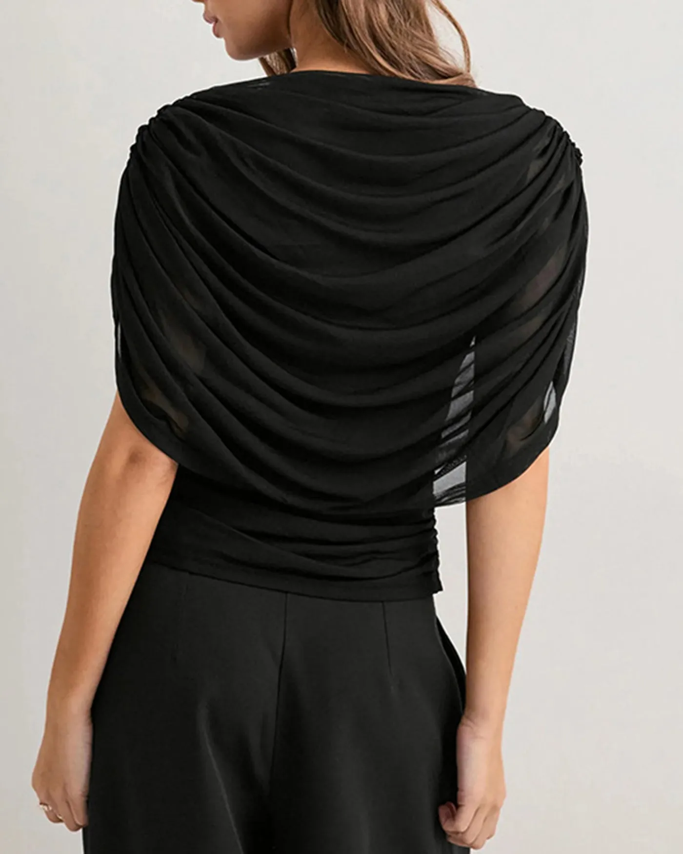Black Cowl Neck Tee sold by rihoas product image thumbnail 4