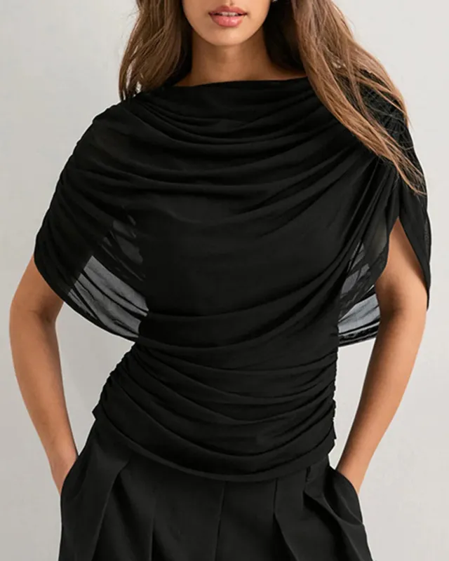 Black Cowl Neck Tee sold by rihoas