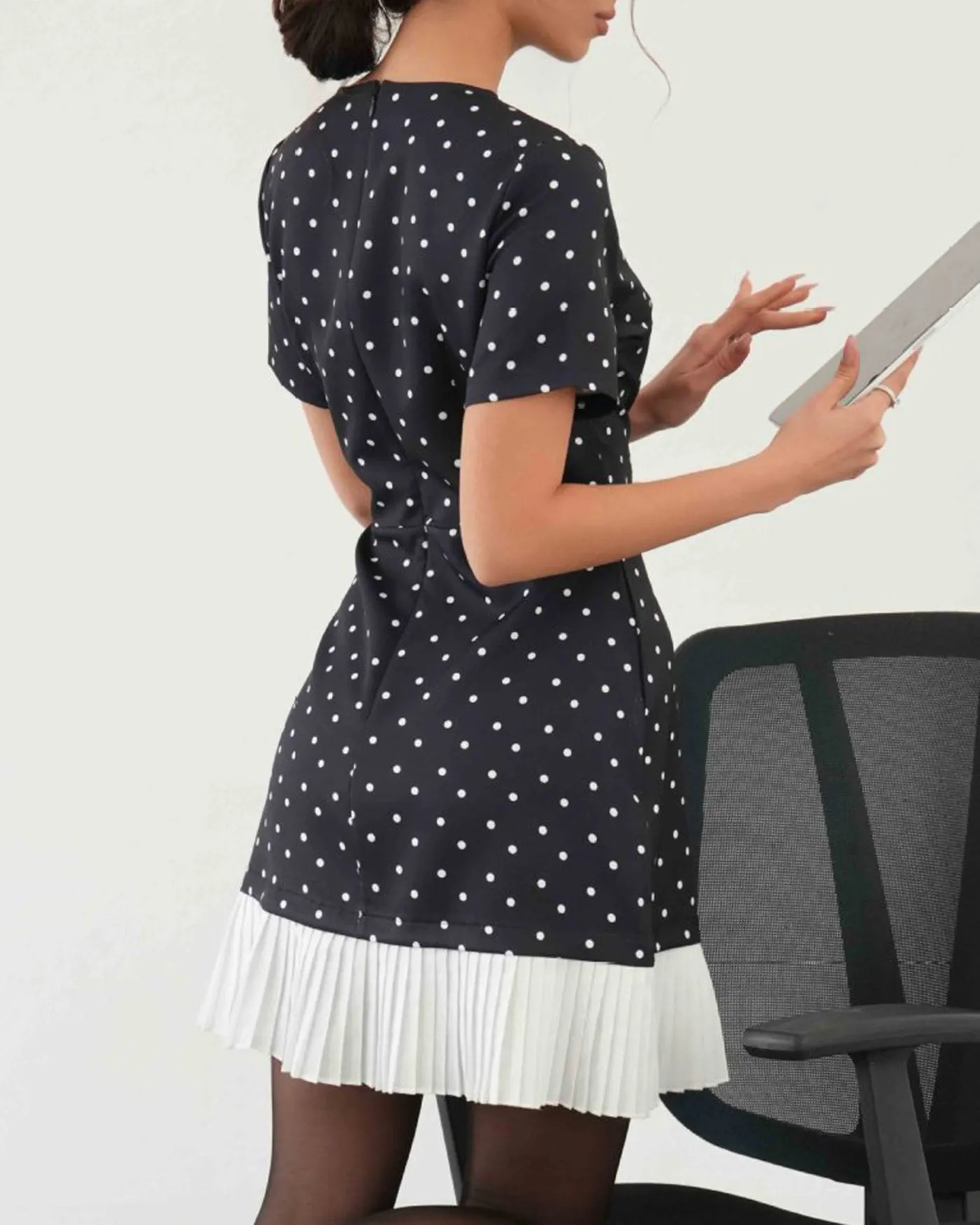 Black Polka Dot Mini Dress sold by rihoas product image thumbnail 3