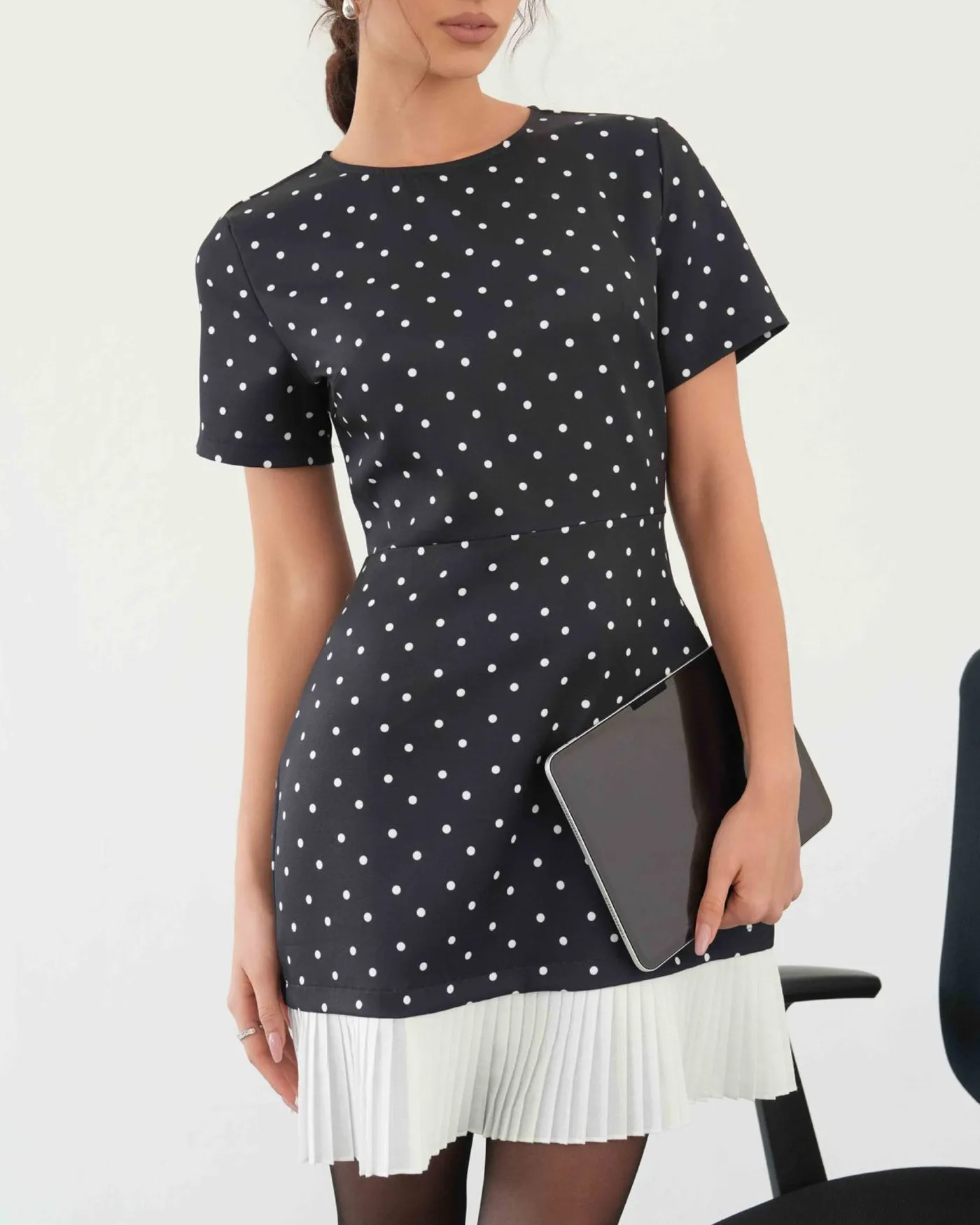 Black Polka Dot Mini Dress sold by rihoas