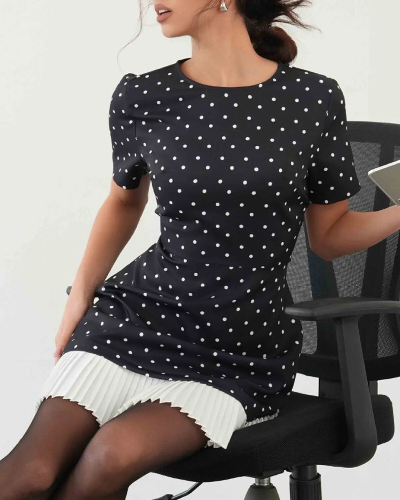 Black Polka Dot Mini Dress sold by rihoas product image thumbnail 4