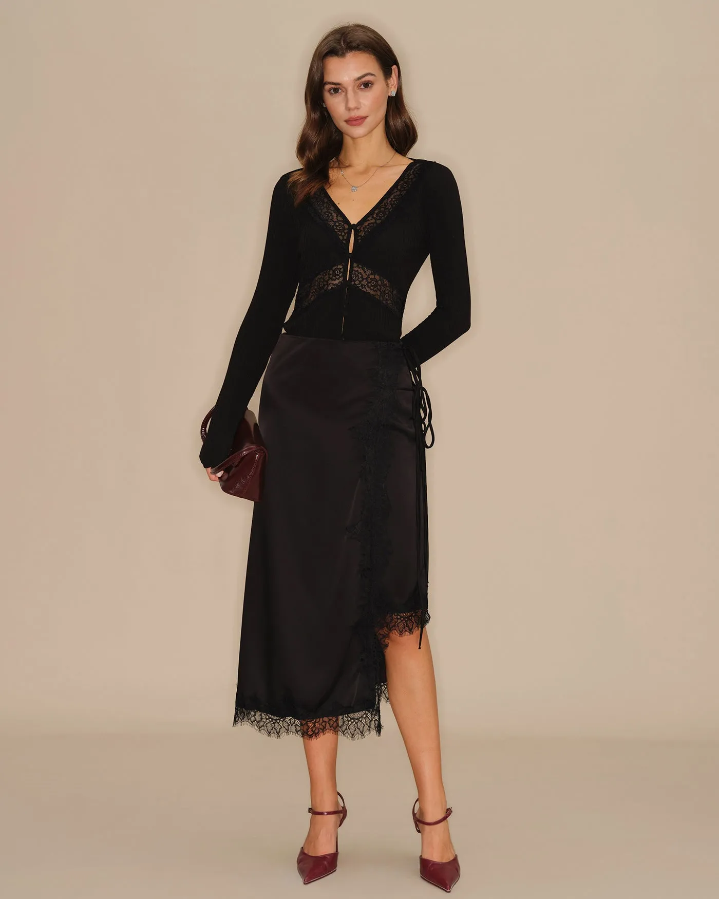 Black Lace Midi Skirt sold by rihoas product image thumbnail 5