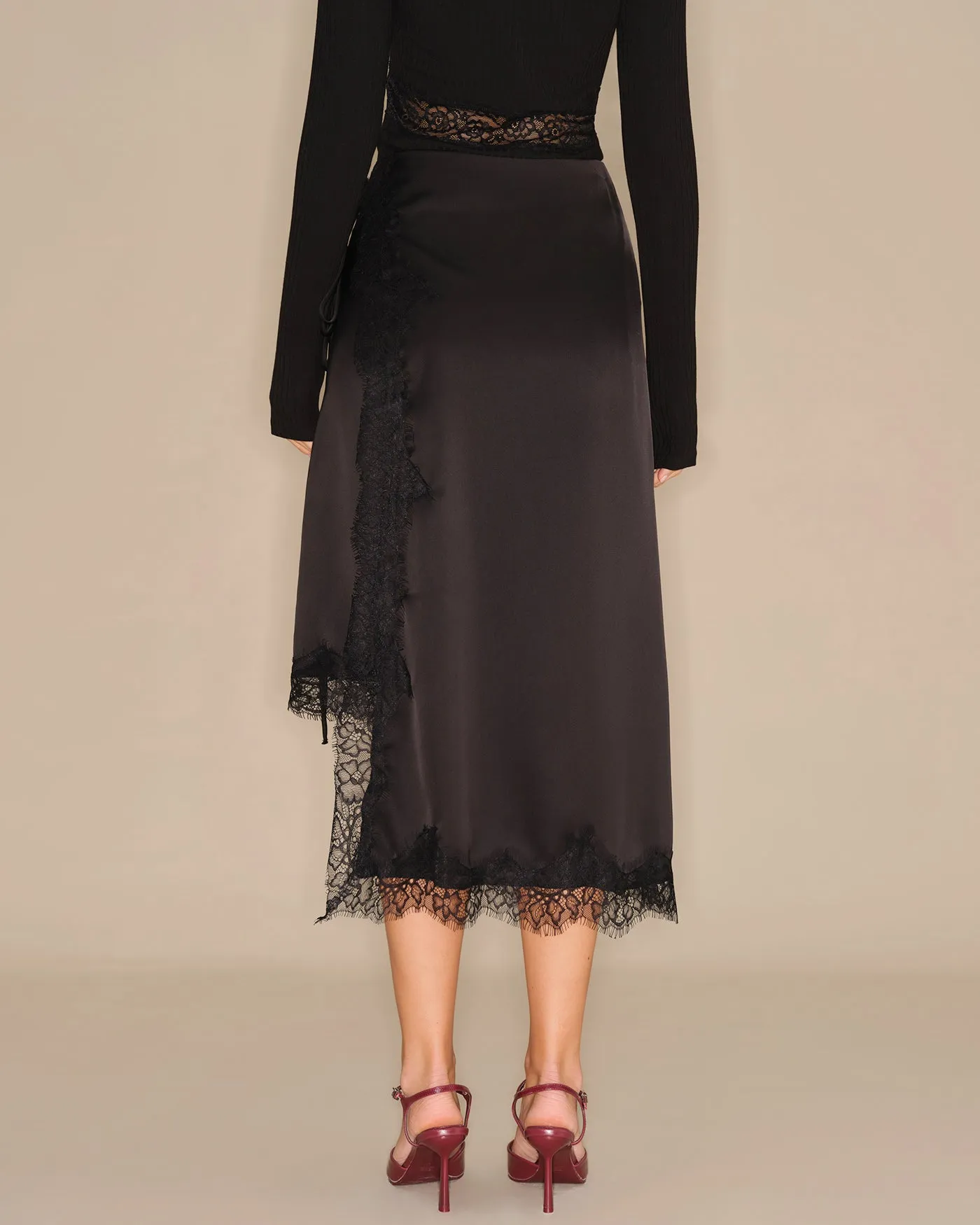 Black Lace Midi Skirt sold by rihoas product image thumbnail 4