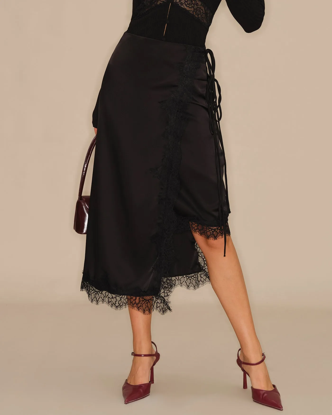 Black Lace Midi Skirt sold by rihoas product image thumbnail 3