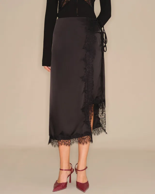 Black Lace Midi Skirt sold by rihoas